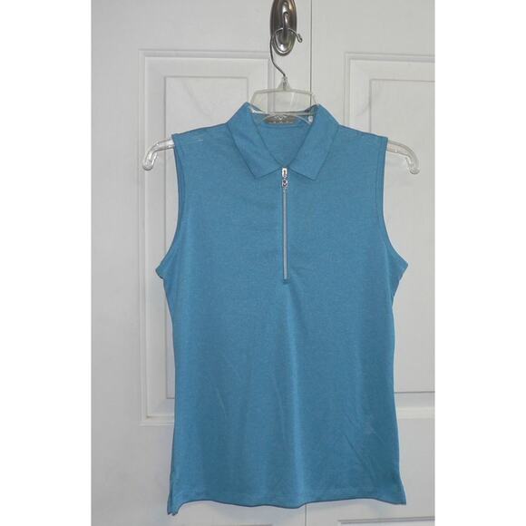 Callaway Women's Quarter Zip Sleeveless Golf Polo Shirt in Vivid Blue Heather XS - Picture 3 of 5
